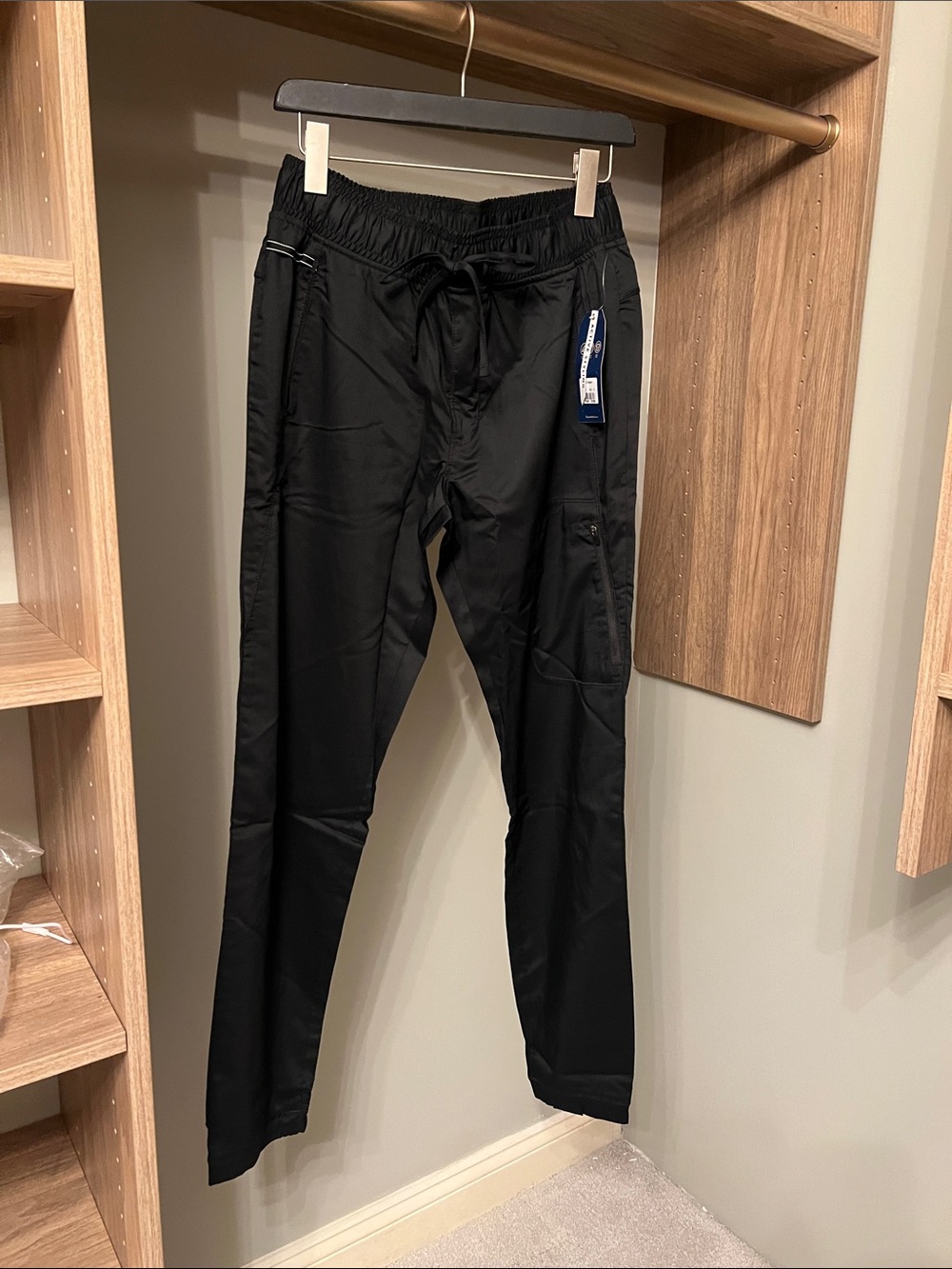 Cherokee Black Cargo Pants with Drawstring Waist